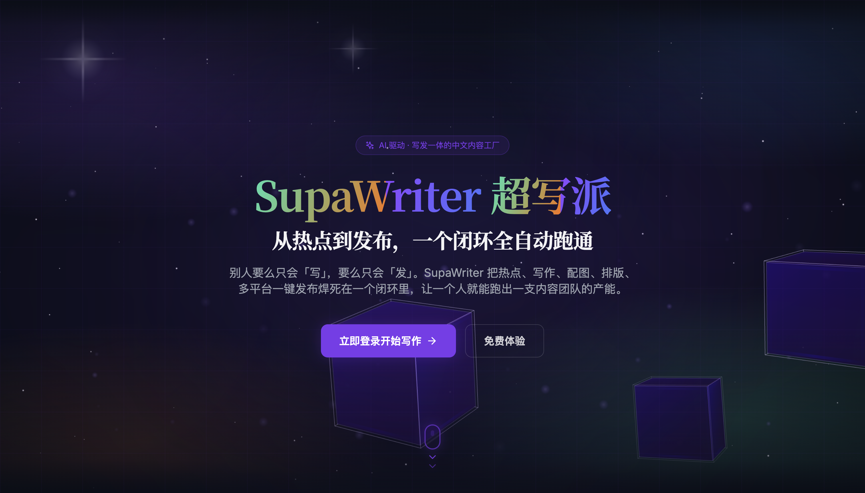 SupaWriter 超写派首页:AI 写作与多平台发布工具