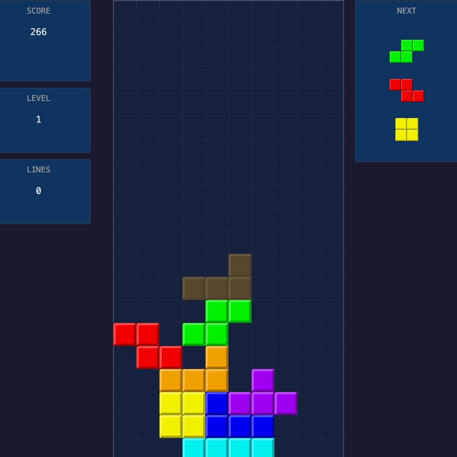 方块 · Tetris 游戏画面截图